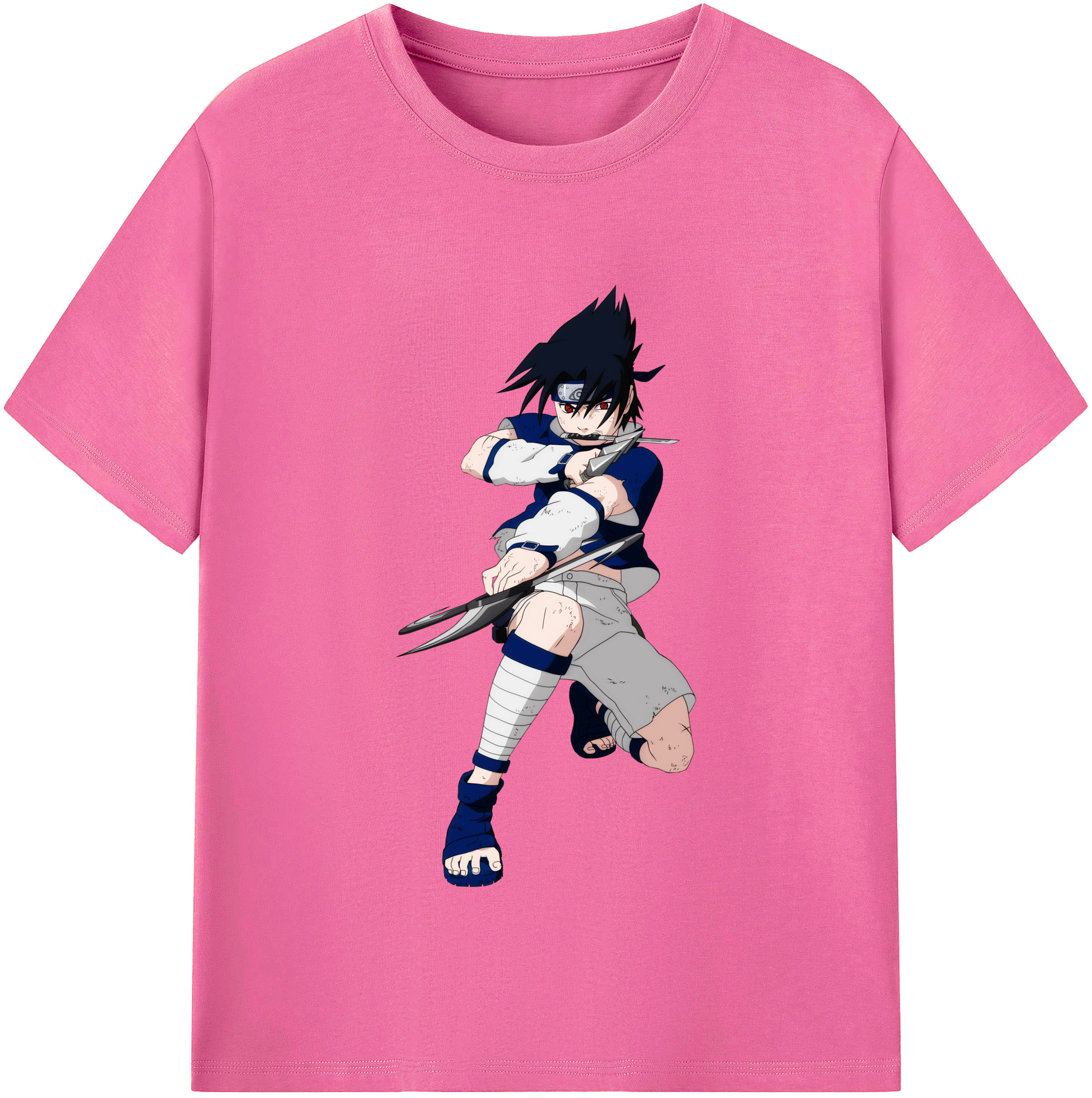 （画像用） NARUTO -ナルト- うちは サスケ Uchiha Sasuke レディースカジュアルプリントTシャツ（綿100％）